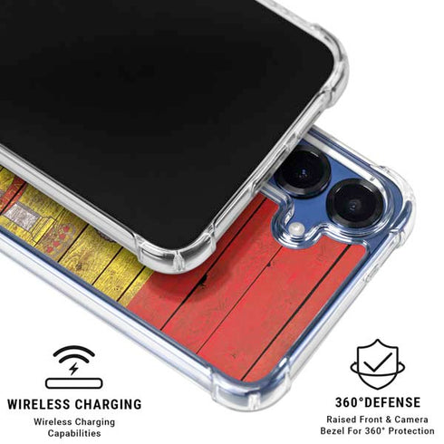 Spain Flag Dark Wood Galaxy S25 Clear Case